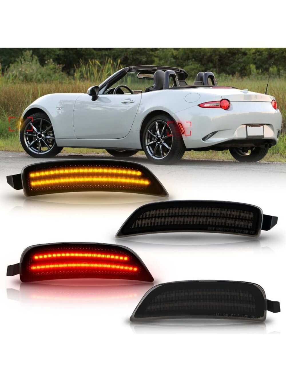 Amber & Red Side Marker Light Assembly for 2016-2024 Mazda MX-5 Miata ND - Easy